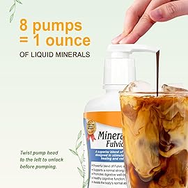 Vital Earth Minerals Fulvic Humic Mineral Blend Liquid with Pump - Fulvic Acid Supplement with 70+ Trace Minerals, Electrolytes for Recovery, Balance & Energy, 32 Oz