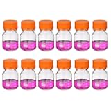 PATIKIL 12 Pack Reagent Media Storage Bottles, 100ml Borosilicate Glass Graduated Round Bottles with Orange GL32 Screw Cap for Lab Water Reagent Liquids, Clear
