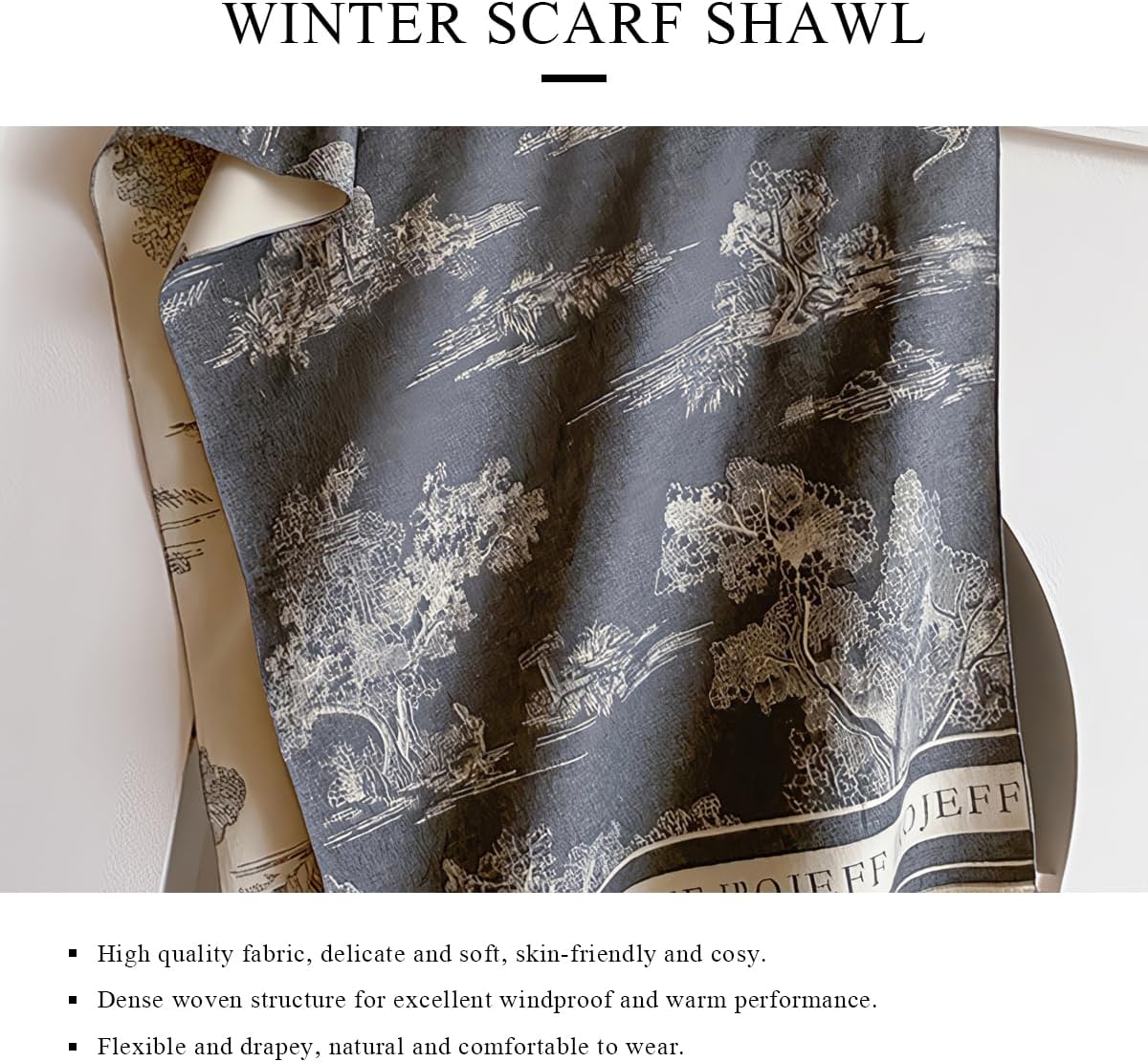 LumiSyne Warm Scarf Warm Shawl Women Artistic Landscape Painting Reversible Scarf With Tassel Large Long Pashmina Stole image 2