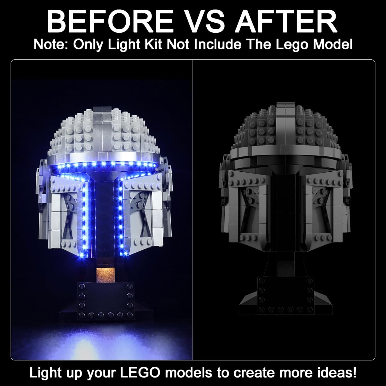 Upgraded Light Kit Compatible with Lego The Mandalorian Helmet 75328 Buildable Model Kit, Lights Decoration Compatible with Lego 75328 (Model Not Included)