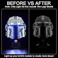 Vista 2 de Kit de luces mejorado compatible con Lego El casco de Mandalorian 75328, kit de modelo ensamblable, decoración de luces compatible con Lego 75328