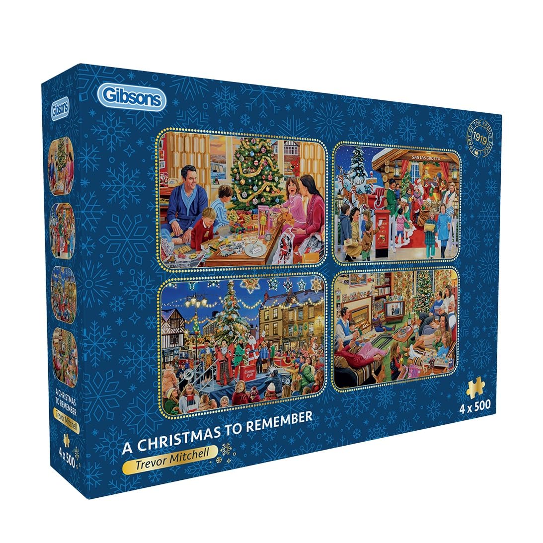 A Christmas to Remember | 4 x 500 Piece Jigsaw Puzzles | Christmas Multi-Box Jigsaw | Sustainable Puzzle for Adults | Premium 100% Recycled Board | Great Gift for Adults | Gibsons Games