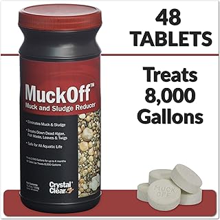 CrystalClear MuckOff - Muck & Sludge Reducer - 48 Tablets - Treats 2,000 Gallons for Up to 4 Months