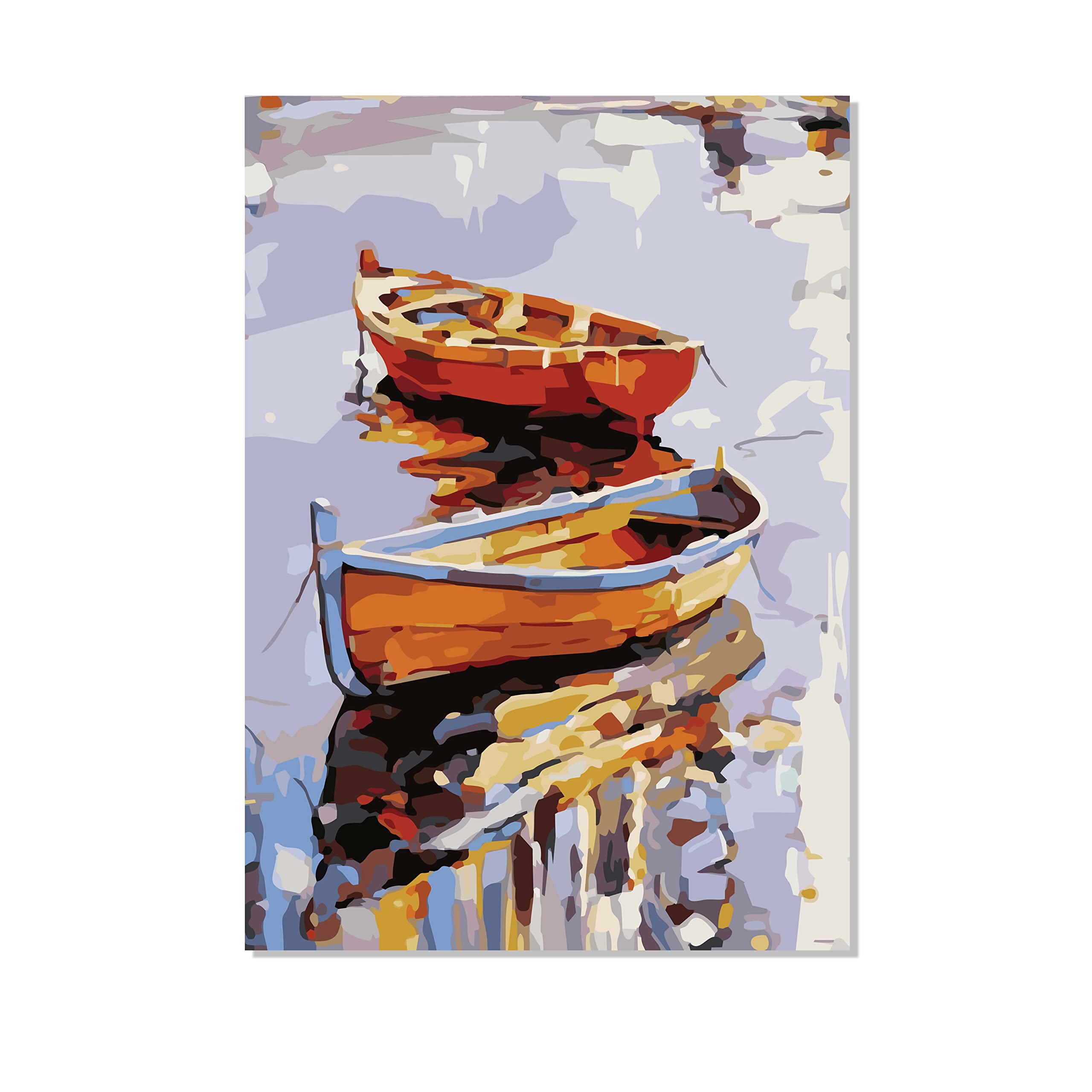 Buy Rangoli 100% Cotton Stretched Canvas Painting 400 GSM, Framed Boats ...