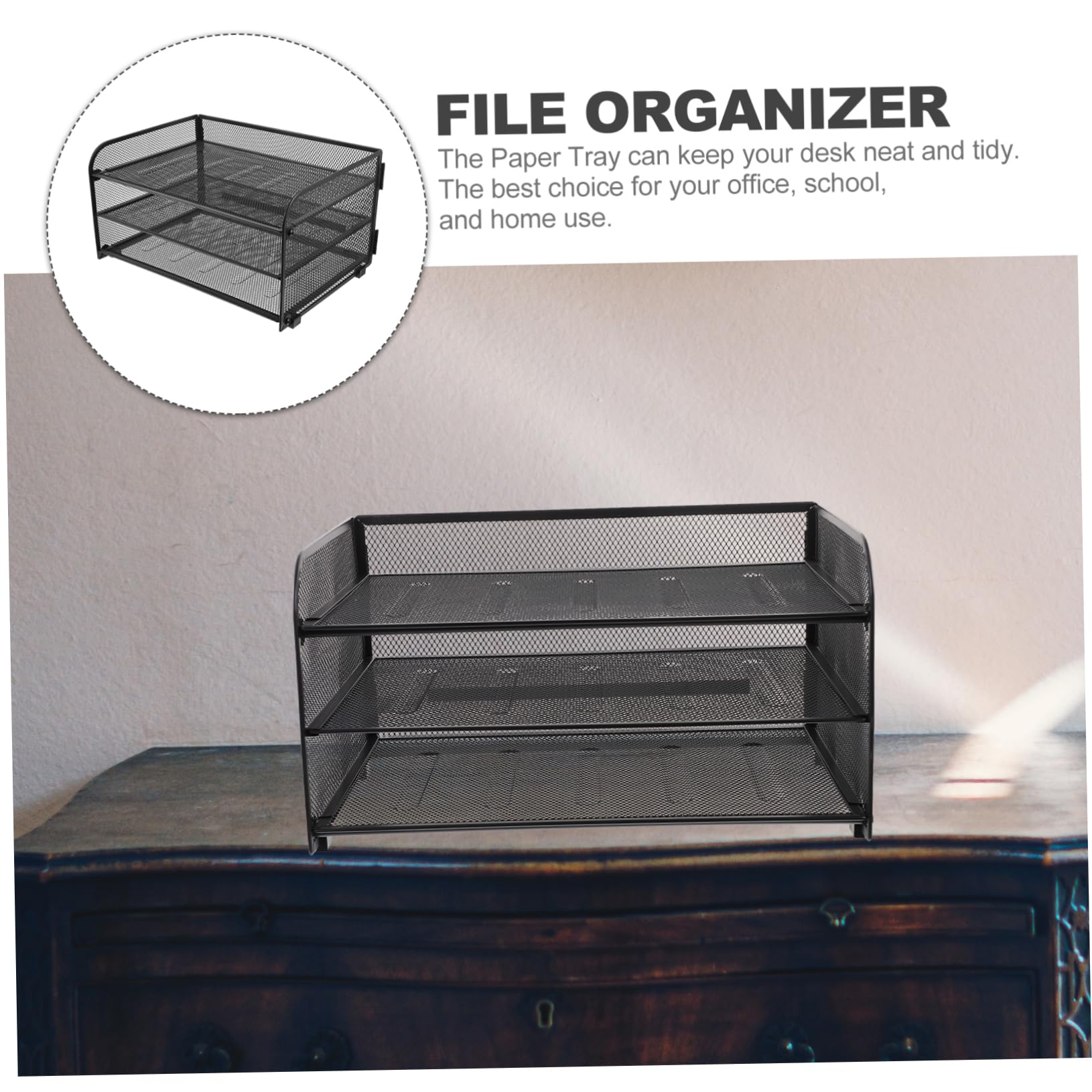 Gatuida Porta Documenti da Scrivania a 3 Livelli in Metallo Nero | Organizer Documenti Rimovibile, Capienza Ampia per Fogli e Lettere, Design Moderno Salvaspazio