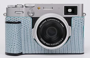 Camera Case for Fujifilm X100VI, Genuine Leather Camera Half Case for Fujifilm X100VI - Top Layer Cowhide Body Metal Base Plate Hand Shank 3-in-1 Design Blue1