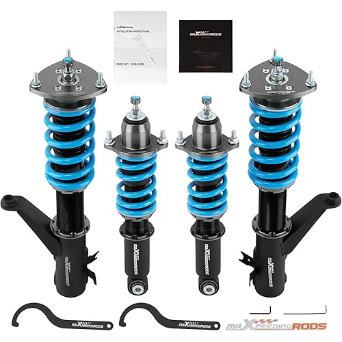 maXpeedingrods Coilover for Honda CR-V 2002-2006, 24 Levels Damper Adjustable Coil-overs Suspension Kit Strut, Height Adjustable T6 Upgraded Lowering Kits Blue