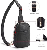 Vista 3 de Telena Riñonera pequeña para mujer, de cuero, cangureras, bolsa de pecho para mujer