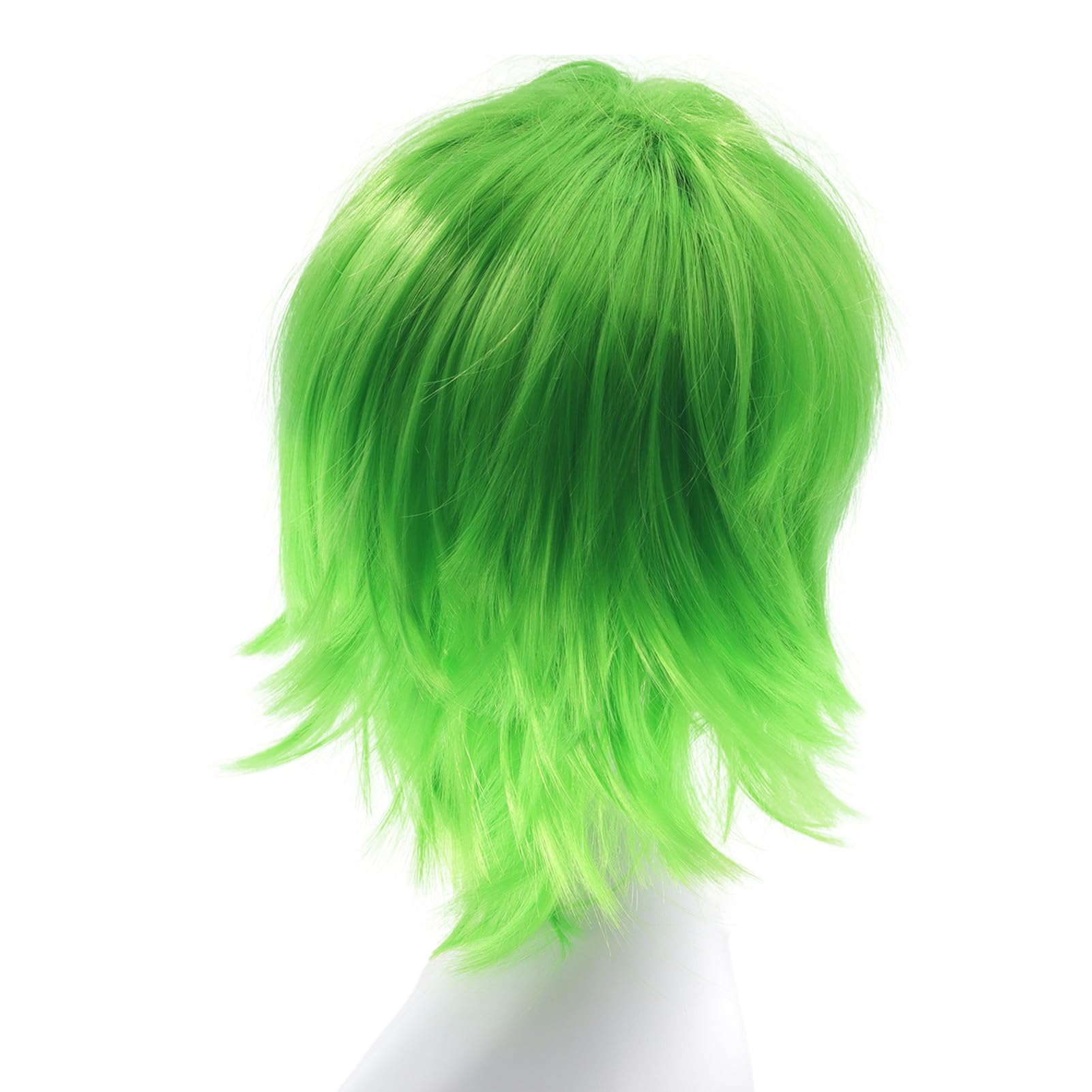 Dcbaboo Green Short Curly Wig 12" Natural Fluffy Layered Straight Hair for Men/Women - Image 4