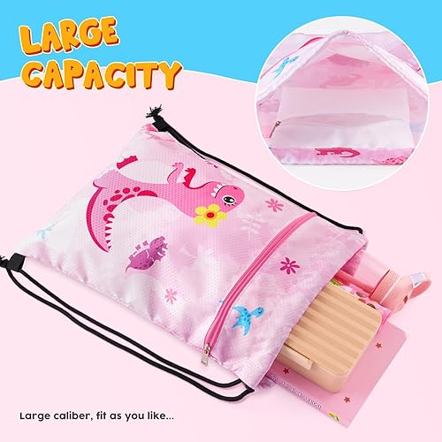 Miniatura 3 de WAWSAM Mochila con cordón - Bolsas con cordón para niños, bolsa de natación para la playa, Dinosaurio B, Dinosaurio B