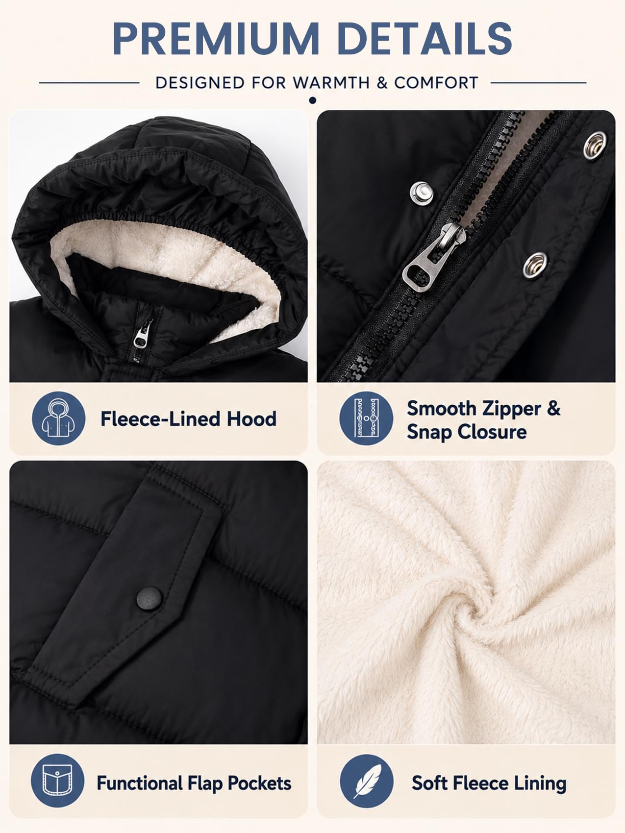 SEAUR Piumino per bambini, con cappuccio, con cerniera, imbottito, invernale, per ragazze e ragazzi, caldo | Cappotto foderato in pile caldo trapuntato lungo bambini giacca trapuntata