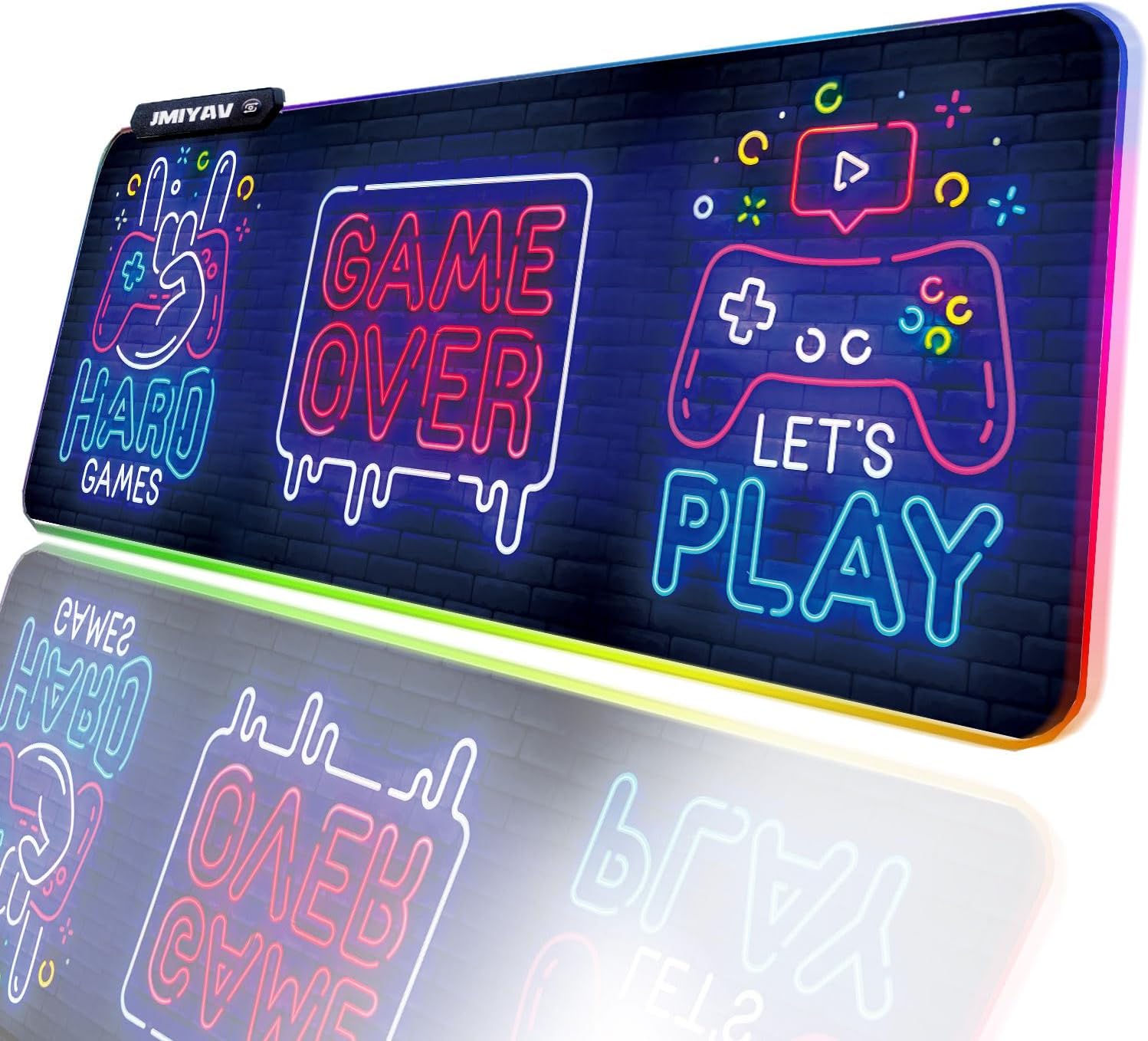 JMIYAV Black Gaming Mouse Pad RGB Mousepad Non-Slip Rubber Base Extra Large Cool XL Computer Desk Pad Gaming Accessories Setup LED Light Up Extended Big Mouse Pad for Gamer (31.5x12In) - Image 7