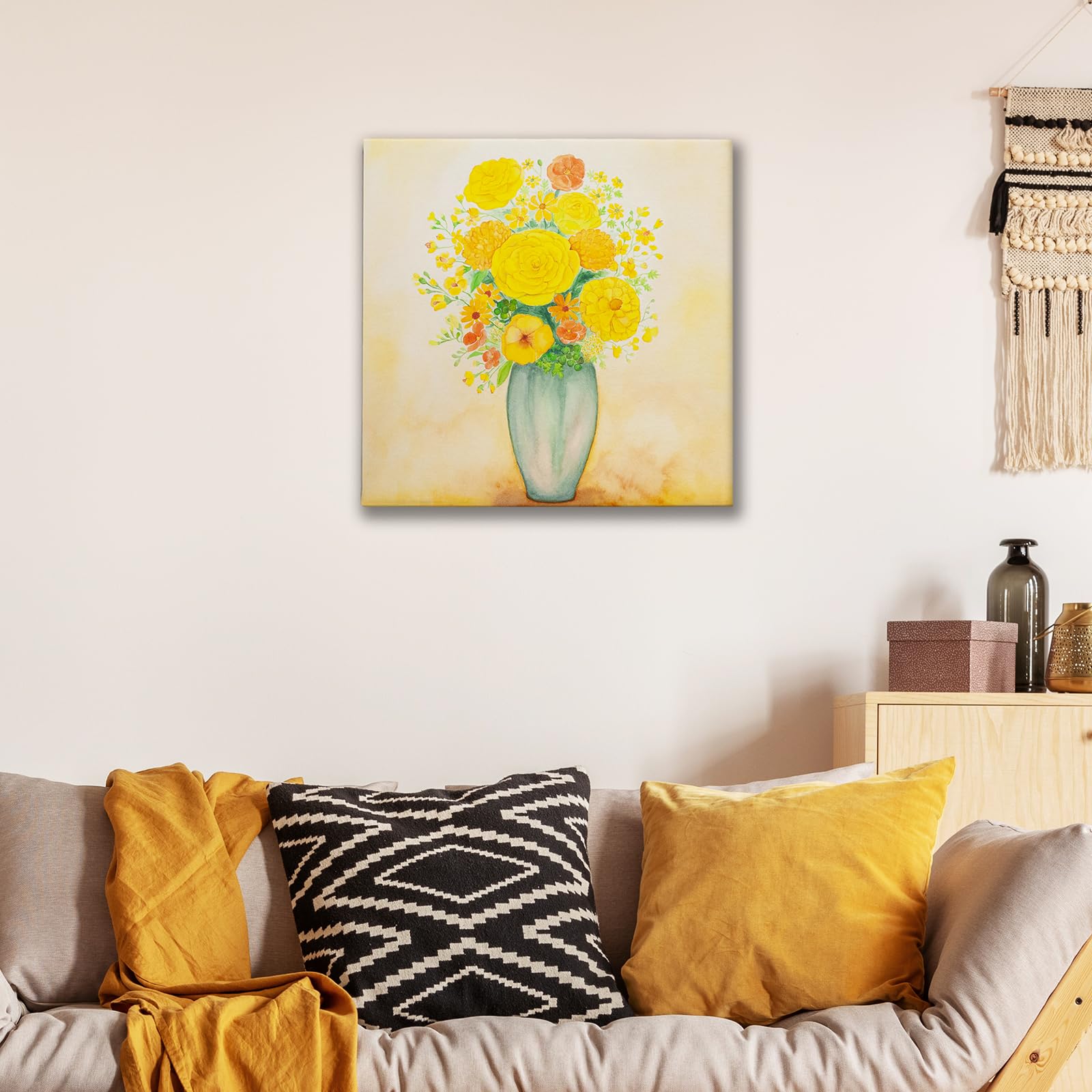Amazon.co.jp: TB1 キャンバス プリント 黄色いブーケ 絵画