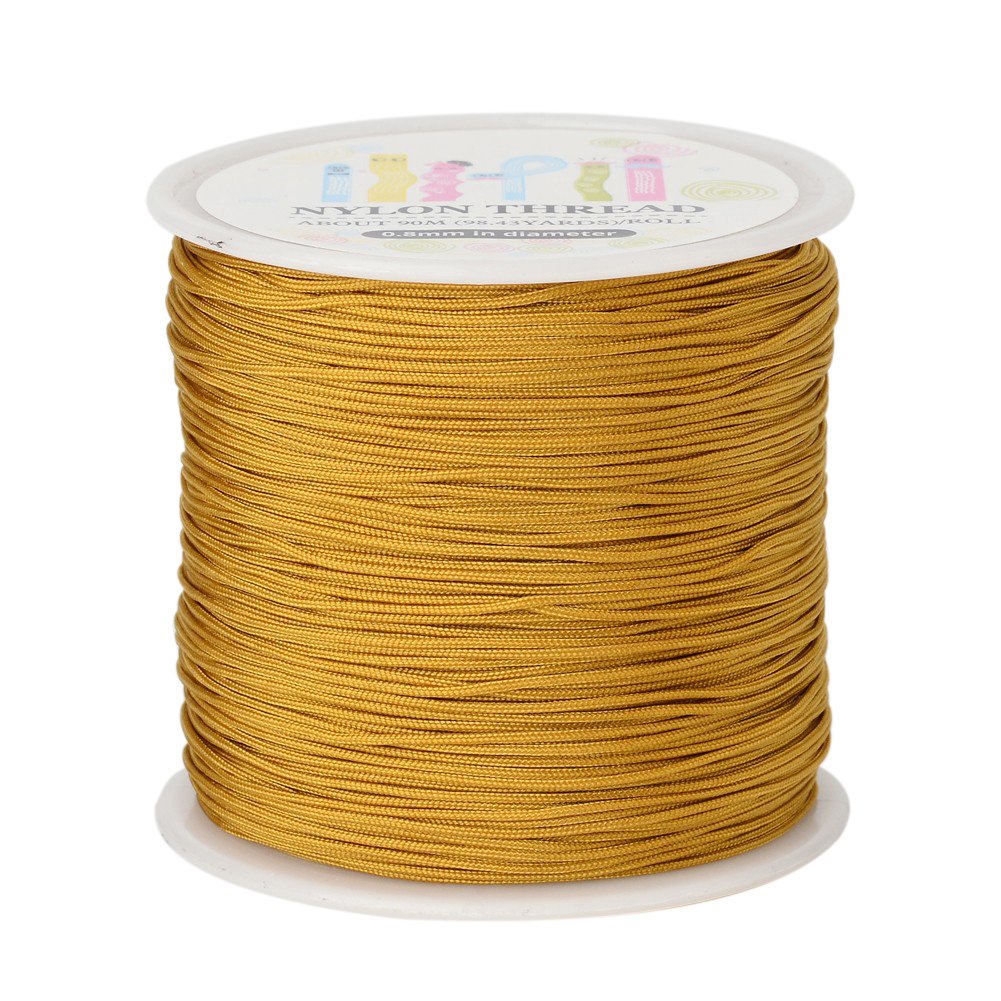 98 Yards 0.8mm Braided Nylon Beading Thread Chinese Knotting Macrame Rope Cord with Plastic Spool (Goldenrod)