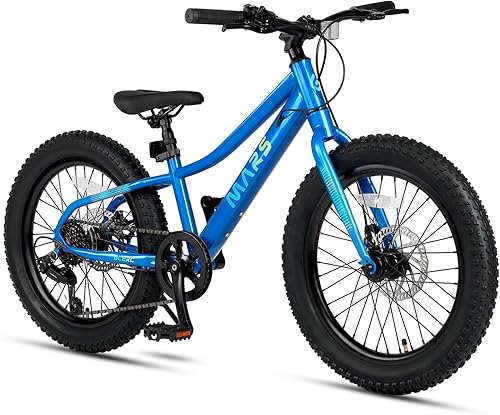 Glerc Mars Kids Mountain Bike, 20 24 Inch Fat Tire Bike for Teen Ages 6-14 Year Old, Bicycle with 2.8-Inch Wide Tires and 6 Speed Drivetrain,