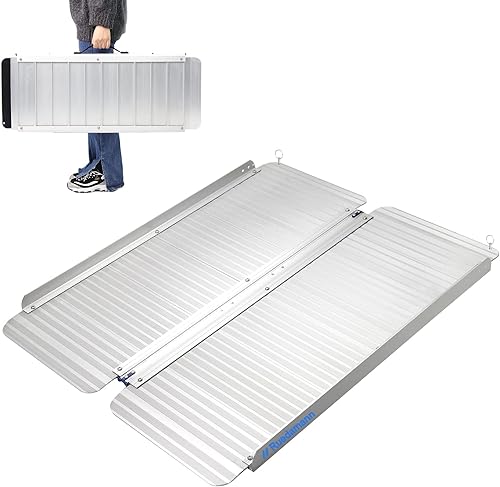 Miniatura 9 de Ruedamann Rampa para silla de ruedas de 2 pies, rampa portátil para silla de ruedas para la entrada del hogar, diseño más ancho, rampas plegables