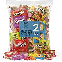 Big Mama Candy Variety Pack 2 lb - Bulk Assorted Candy Mix Individually Wrapped - Gummy, Sour &amp; Chewy Candies for Party Favors, Pinata, Goodie Bags