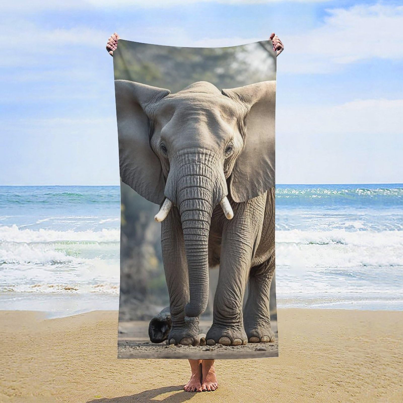 Anceky Oversized Elephant Beach Towel Soft Microfiber Bath Towel Quick Dry Absorbent Travel Pool Towels Lightweight Sand Free Blanket Machine Washable for Swim Picnic