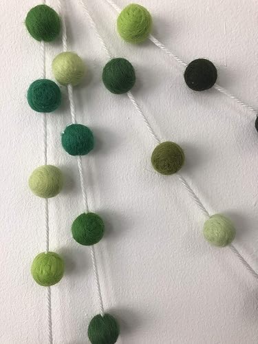 Miniatura 6 de 35 bolas de fieltro de lana de 9 pies de largo (0.787 in), bola de fieltro de lana 100% ajustable, guirnalda de pompones, verde hecha a mano para