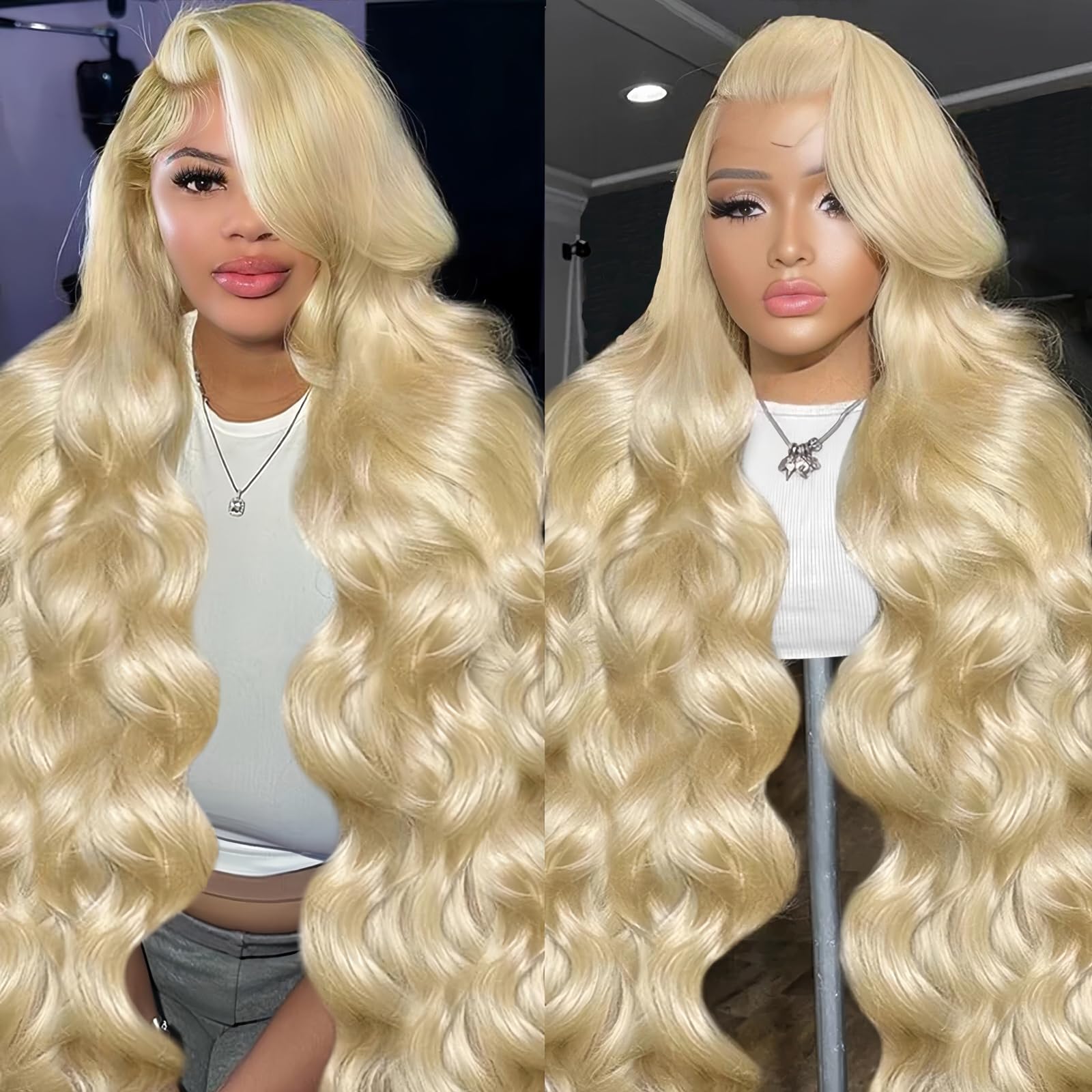 Cloudeer 32 Inch 613 13x6 Lace Front Wig Human Hair Body Wave Lace Front Wigs Human Hair Pre Plucked 613 HD Lace Frontal Wig 13x6 200 Density Blonde
