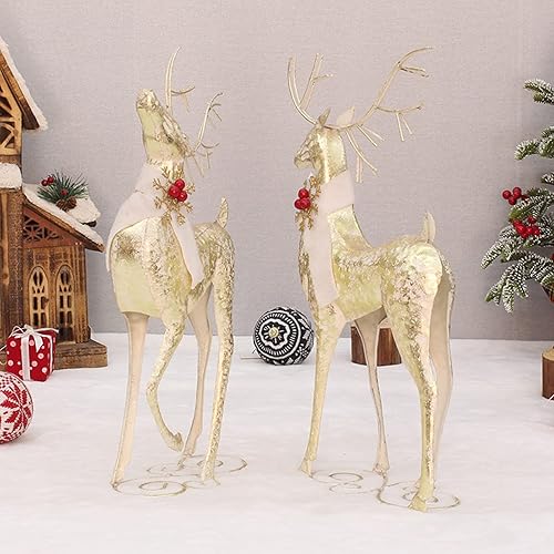 Miniatura 3 de Estatua de alce de hierro forjado de Navidad Estatua de animales de metal, manualidades, ornamento, estatuas de alce en decoración del hogar