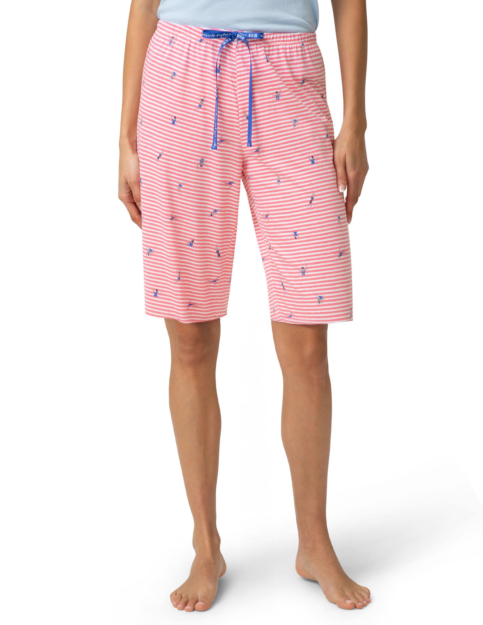 HUE Women's Summer Vacation Pajama Separates, Soft, Whimsical Print Pjs with Tropical Beach Themes, Flip Flops, Cocktails