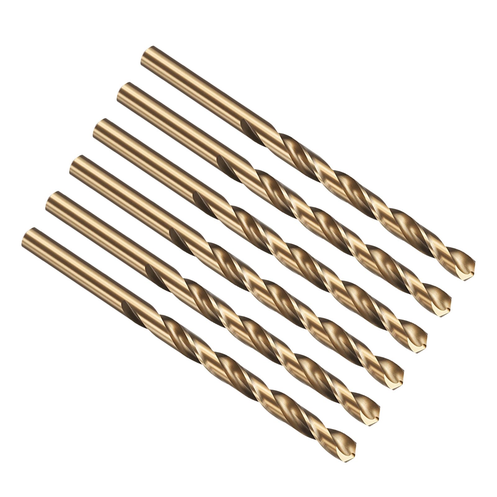 PATIKIL E Drill Bit, Jobber Straight Shank M35 Cobalt 5% High-Speed Steel 135ยฐ Gold Finish for Stainless Steel Hard Metal - 6 Pack โ image 1