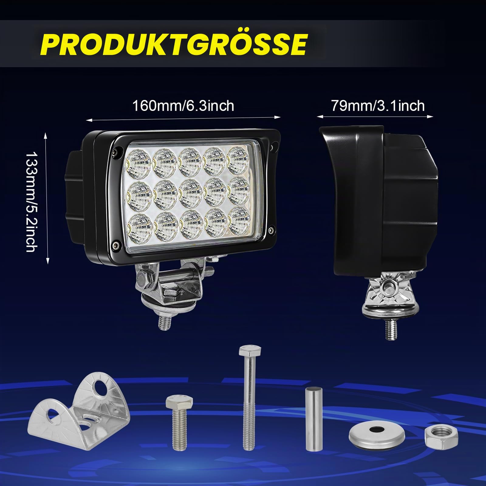 Led Arbeitsscheinwerfer,2x45w Scheinwerfer 12v 24v LED Zusatzscheinwerfer Arbeitslicht Flutlicht Offroad Traktor Auto Suv Atv