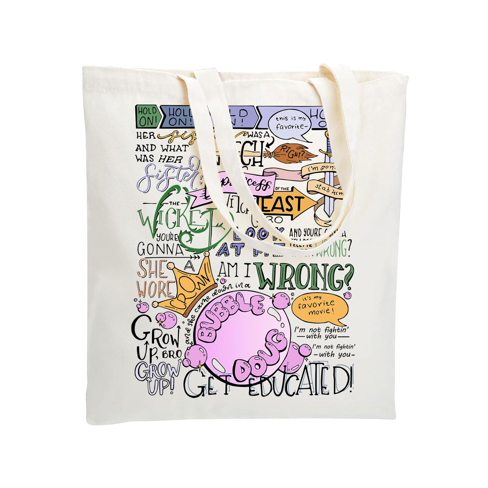 WZJHCLWicked Tote Bag Musical Theatre Quote Tote Shopping Bag Wicked Musical Reusable Grocery Tote Bag Halloween Party Gift