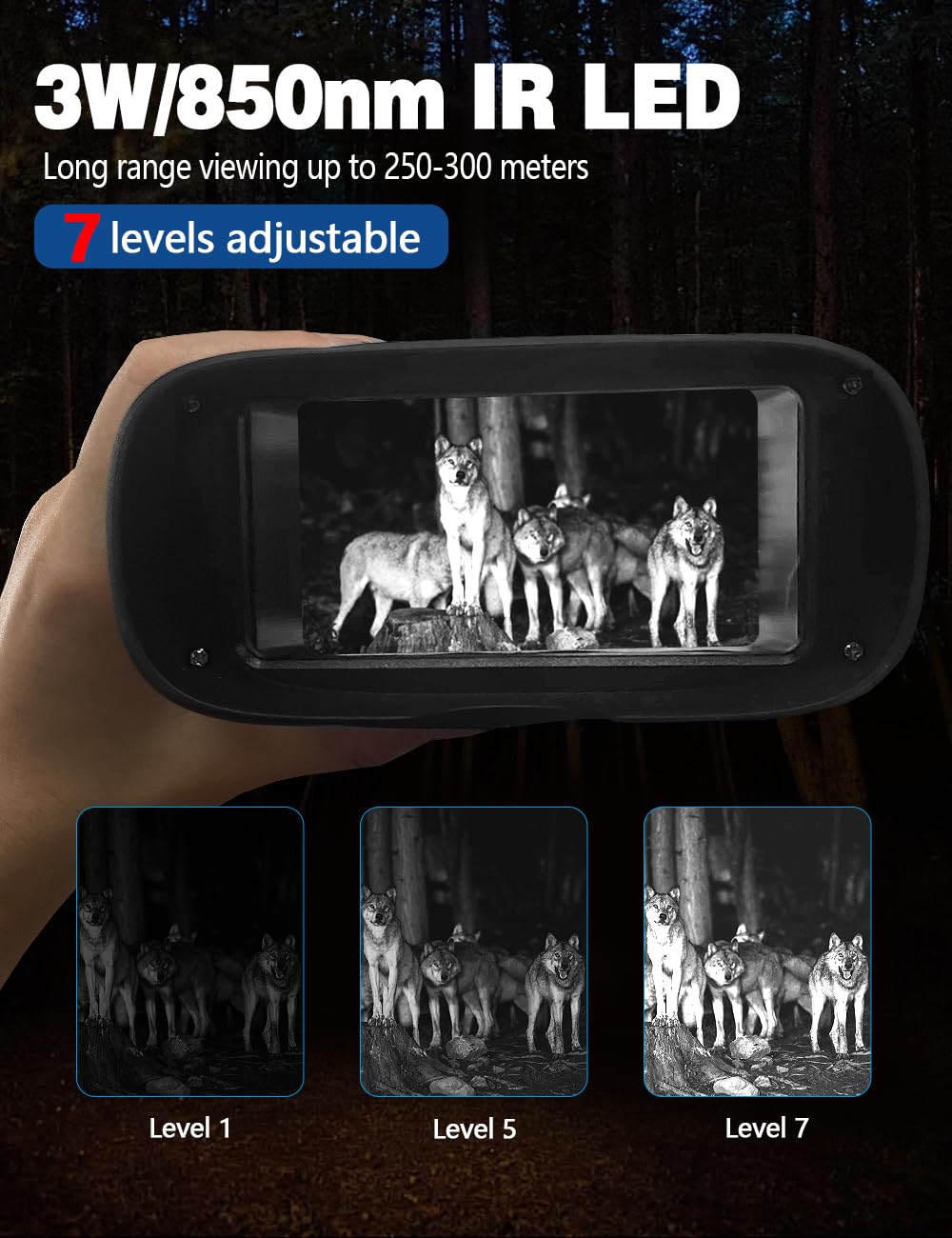 Tosuny Lunettes de Vision Nocturne – Jumelles de Vision Nocturne 4K 48 MP avec Caméra, écran Couleur 3", Zoom Numérique 8X, Batterie 4000 MAh, Vis 1/4", pour L'observation des Oiseaux,