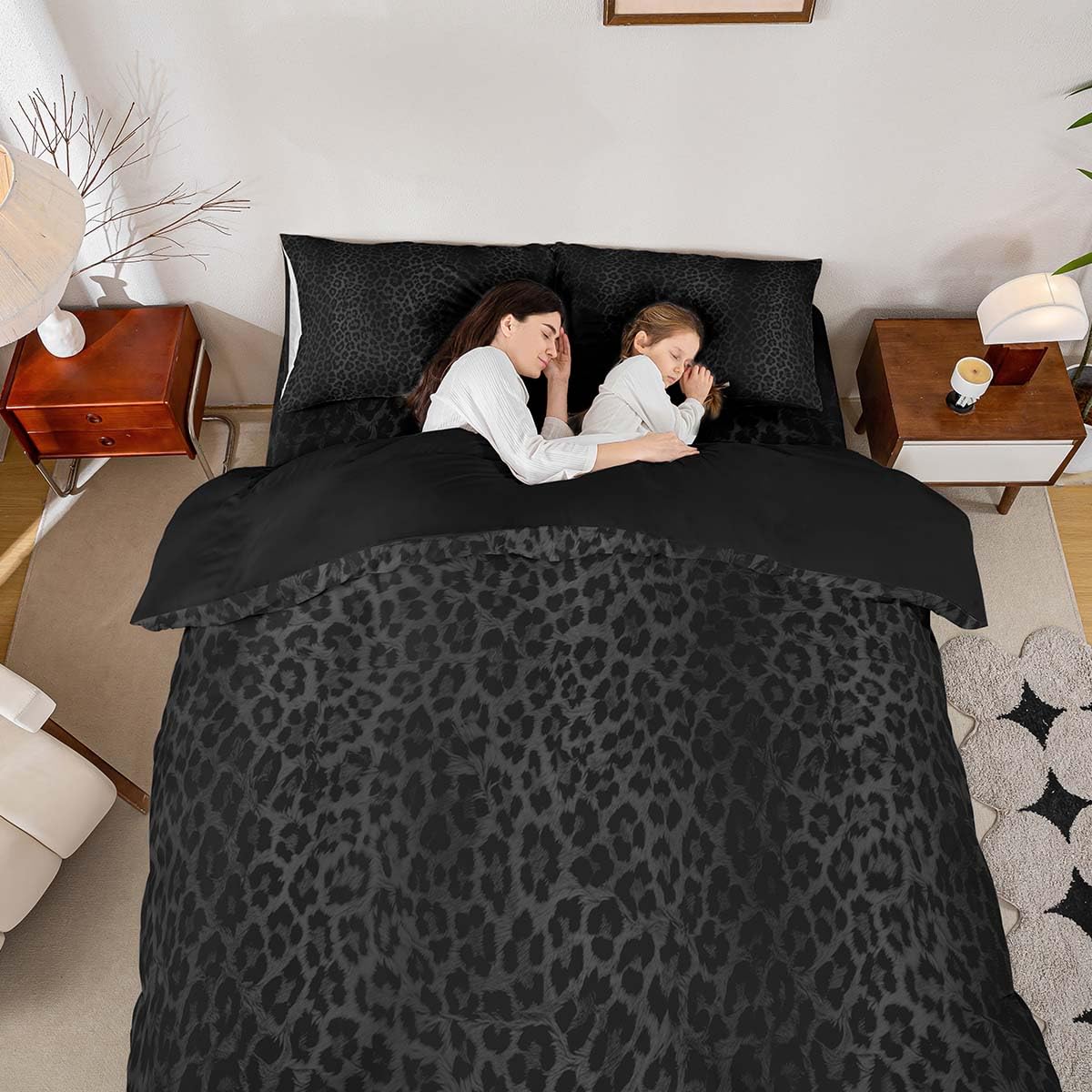 Homemissing Kids Single Size Black Leopard Bedding Set Cheetah Print Duvet Cover Set Safari Duvet Cover for Kids Boys Girls Animal Print Bedding Adult Bedroom Decor Breathable Quilt Cover - Image 4