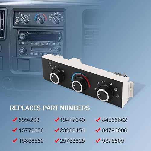 Miniatura 10 de Módulo de control de clima del calentador de aire acondicionado delantero compatible con Chevrolet Express 1500 GMC Savana 1500 1996-2020 Chevrolet