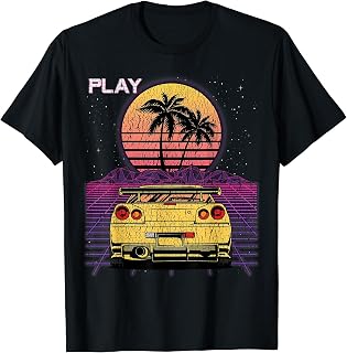 bnq Synthwave JDM Car Retro Drifting Racecar Retrowave Car T-Shirt-S Black