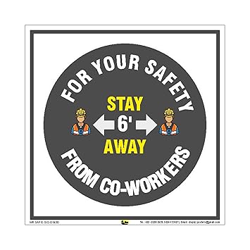 Mr. Safe - For Your Safety Stay 6 Feet Away from Co-Workers - Social Distancing Signs in Aluminium Composite Panel 8 Inch X 8 Inch