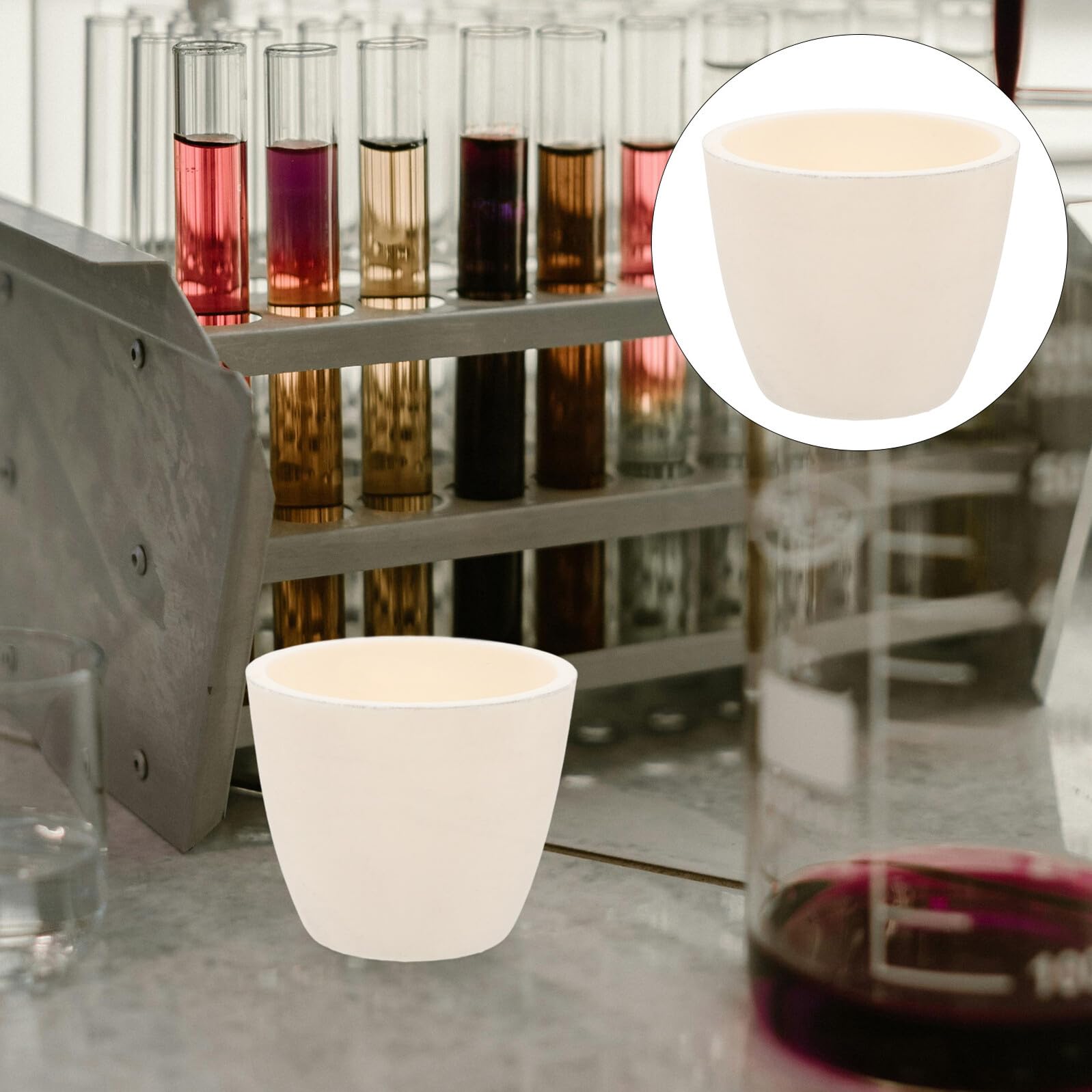 PLAFOPE Crogiolo Ceramico Resistente al Calore e All'usura in Ossido di Alluminio 99% Adatto per Fusione e Analisi Scientifiche Capacità 10ml per Laboratorio e Ricerca