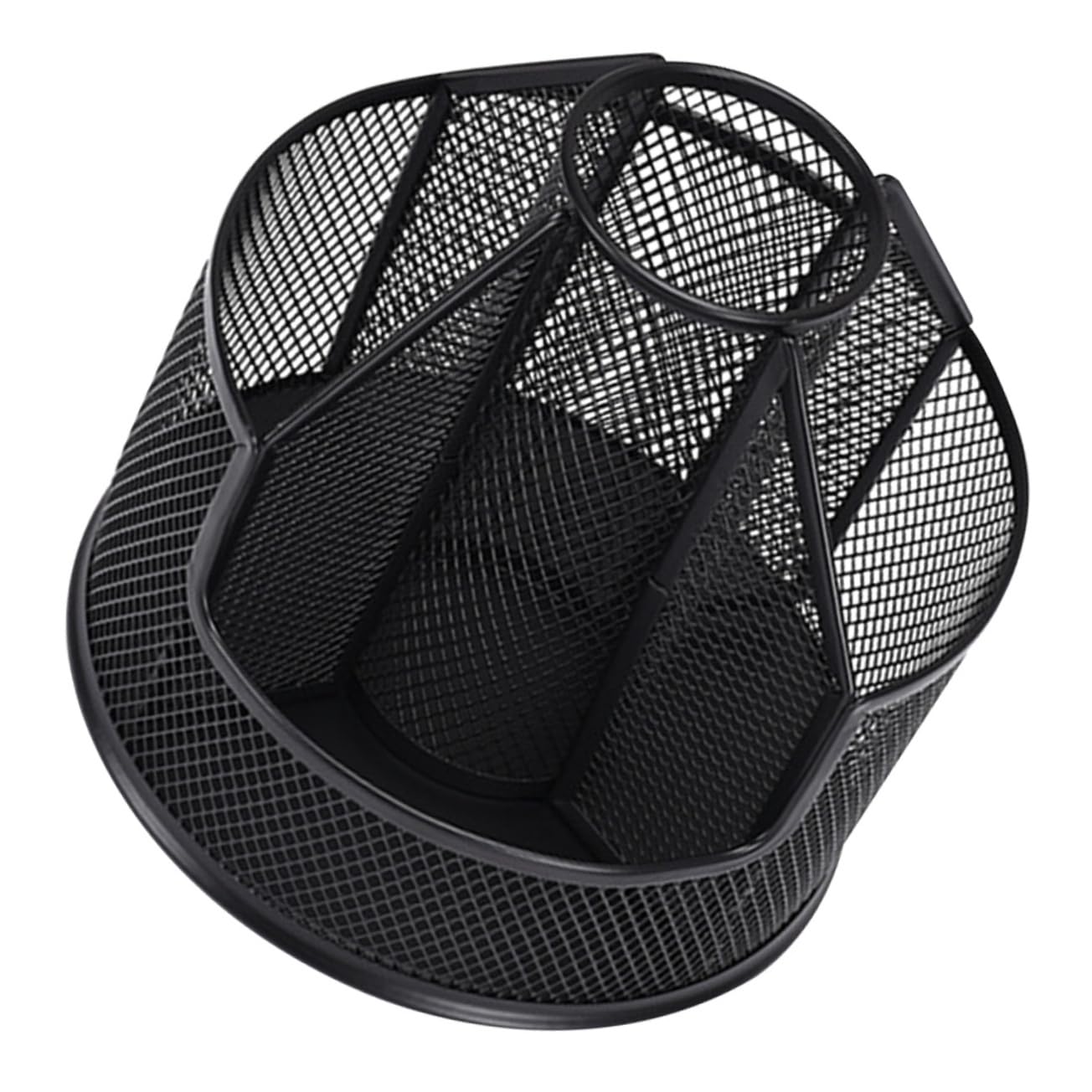 Porte stylo rotatif multifonctionnel noir avec compartiments rotatifs pour fournitures