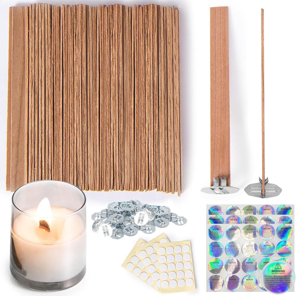 Muuoeou Candle Wick,Thicken Wood Wicks for Candles-Long Lasting Flame-Easily Burn,Candle Cores for Candle Making