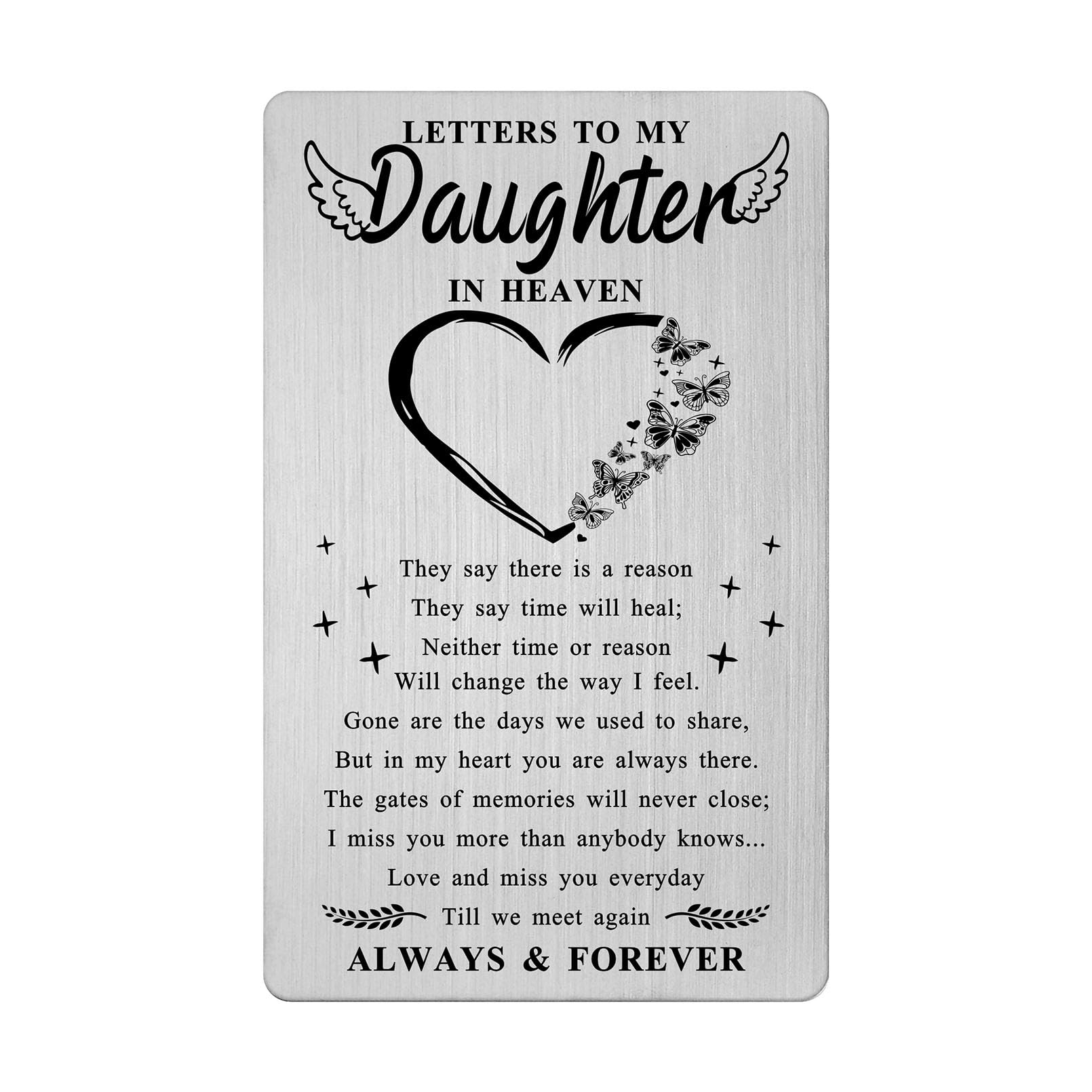 Viayen Memorial Card for Loss of Daughter- Sympathy Gifts for Loss of Daughter Remembrance Bereavement in Heaven Keepsake