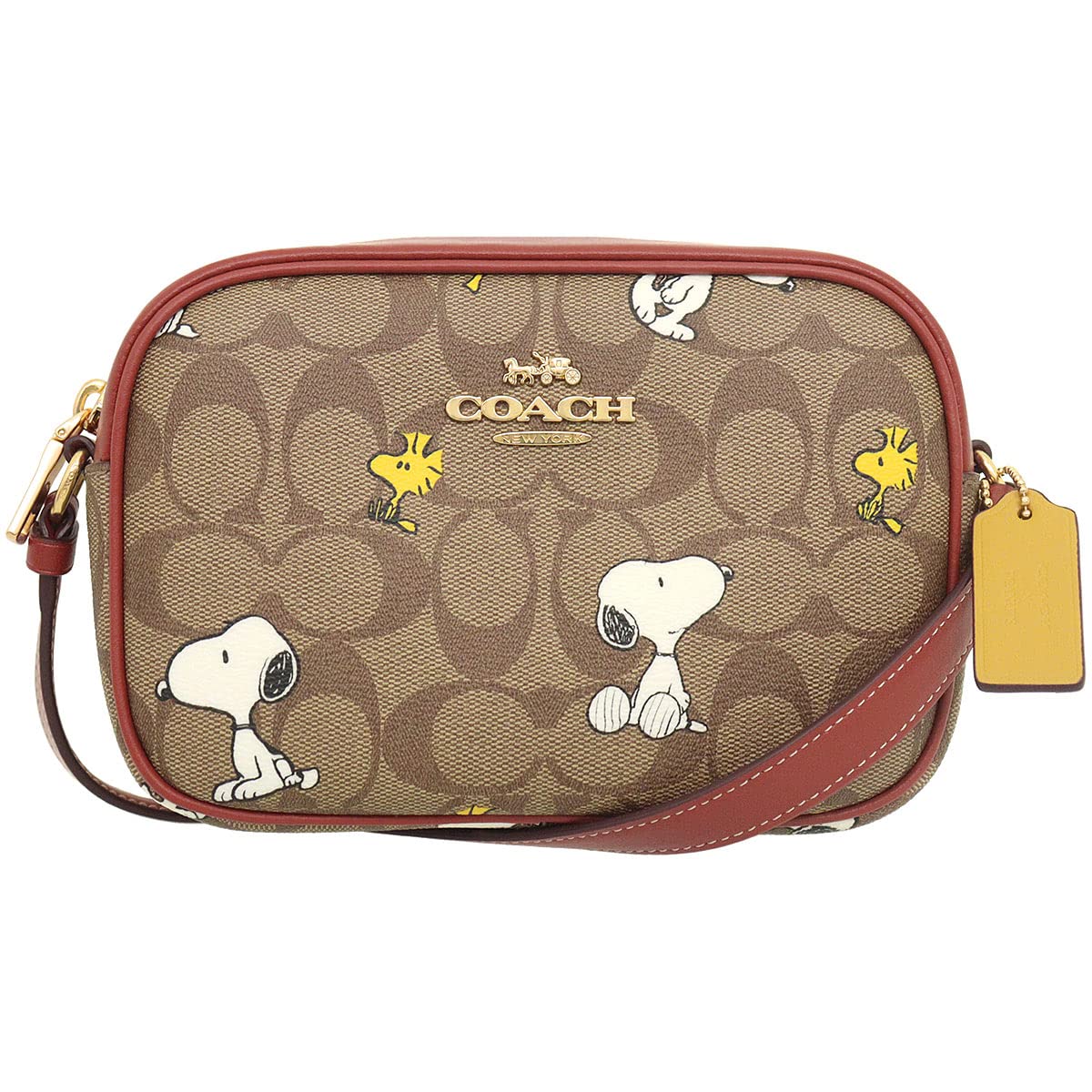 COACH×スヌーピー ウッドストックトートバッグ カーキ/マルチ/レッド 