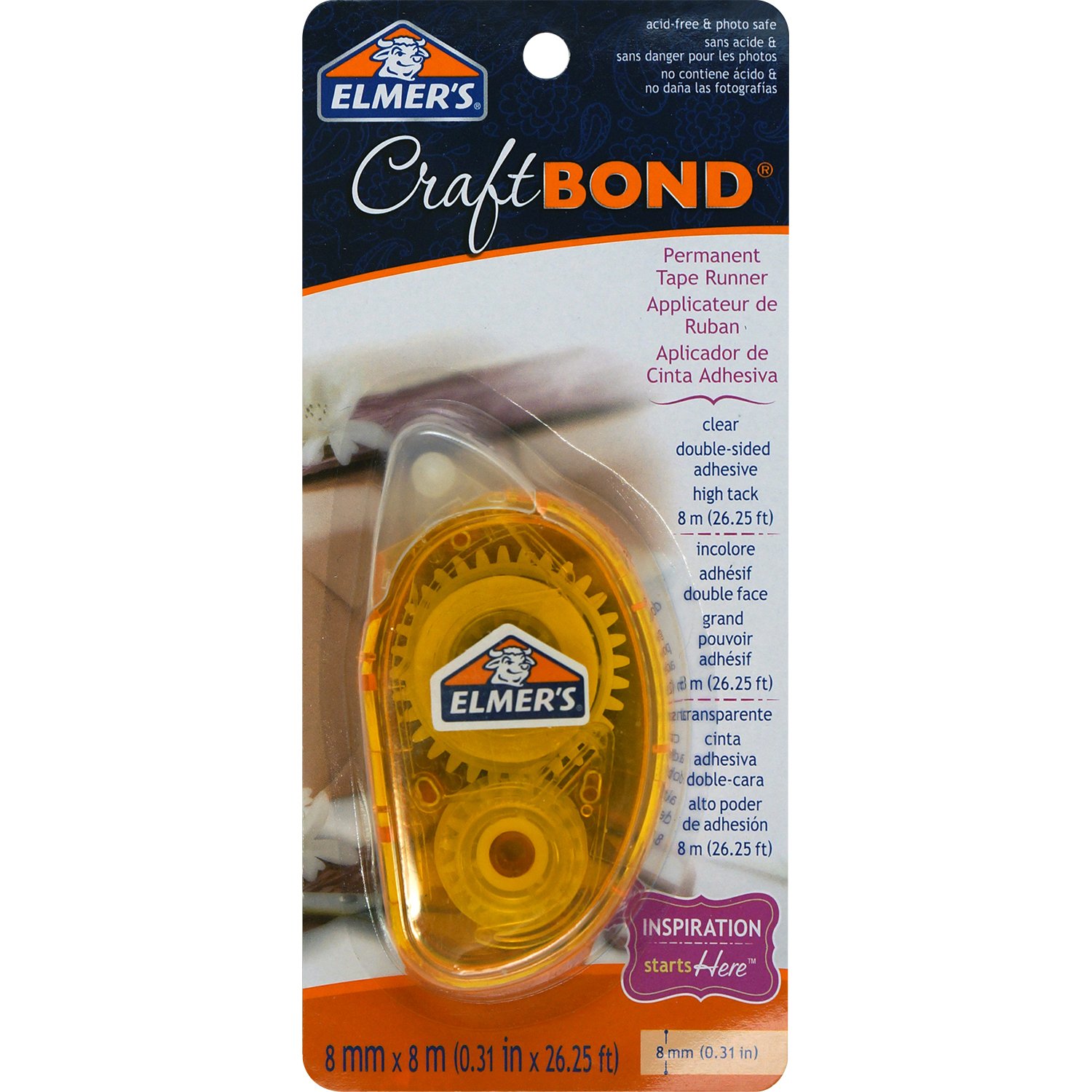 Elmer's E64006 Craftbond Permanent Glue Tape Runner, 0.31inch X 26.25