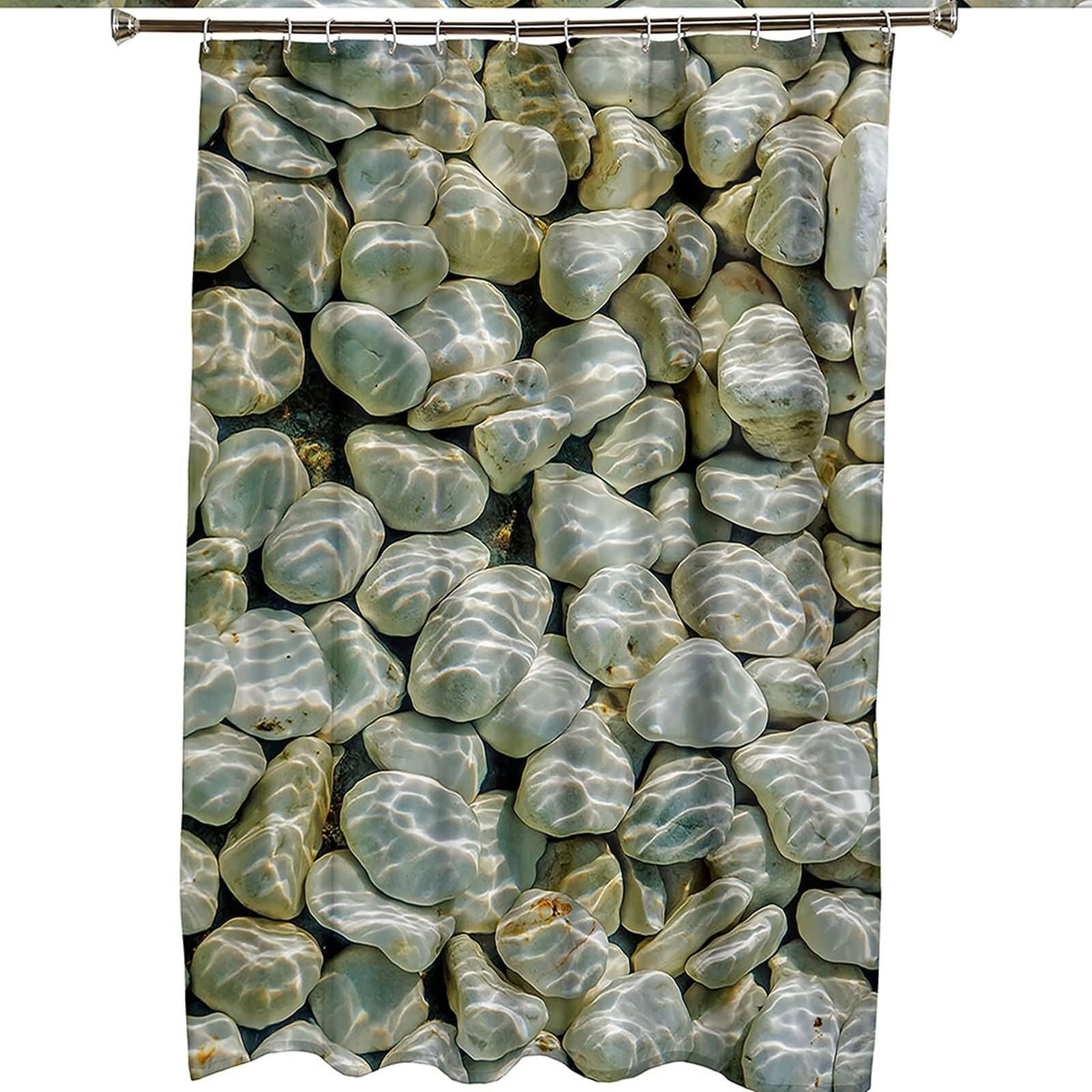 Duschvorhang 180X200, Duschvorhang Polyester Grau Steine Haushaltsduschvorhang