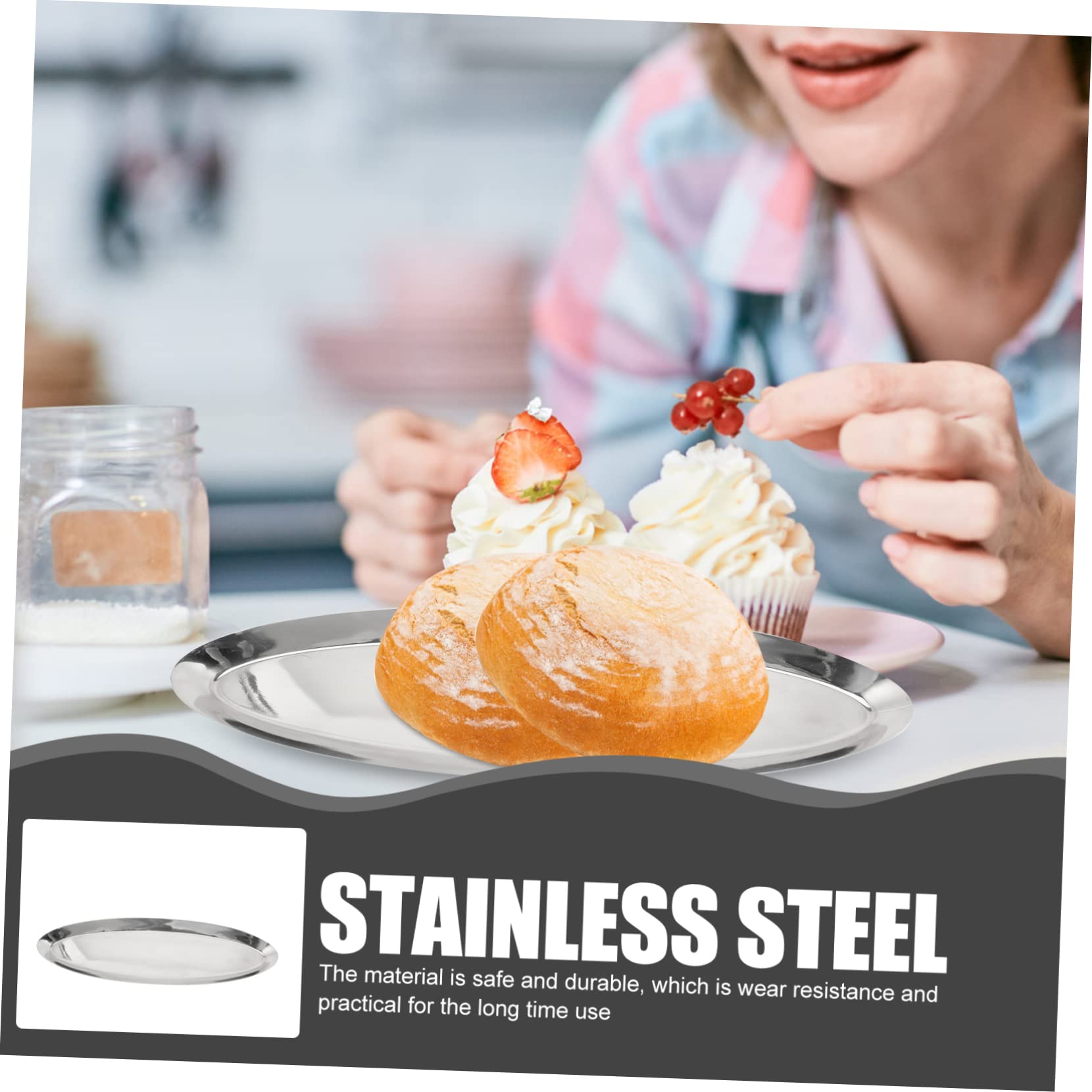 Vassoio Snack Creativo a Forma Ellittica in Acciaio Inox, Stile Giapponese