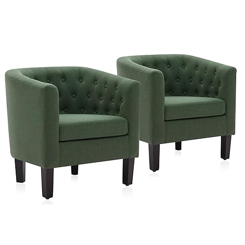 Green Accent Chairs for Living Room, Set of 2 Elegant