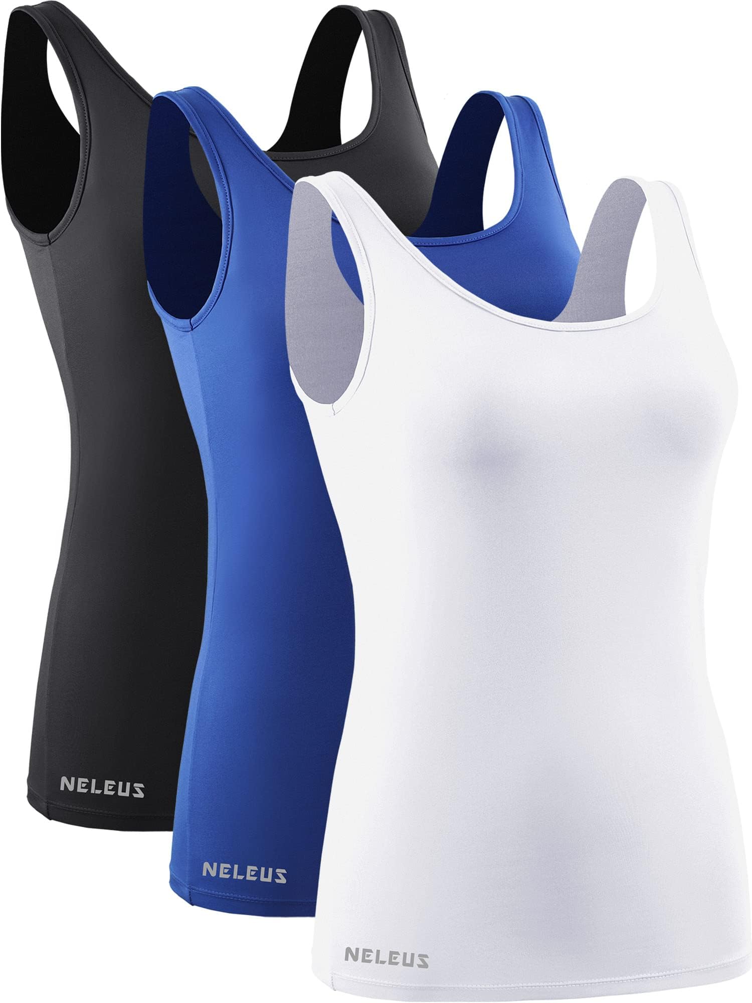 NELEUSWomen's 3 Pack Athletic Compression Tank Top with Sport Bra Running Shirt