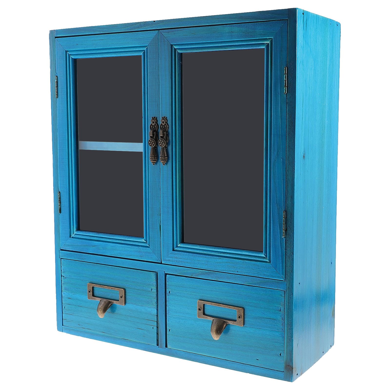 BHGFYXBS Blue Wooden Wall Cabinet Double Doors Bedside For Bedroom & Living Room Sto Slish Fur Solut For Clutter Free Spaces