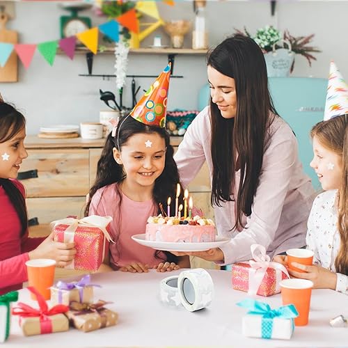 Miniatura 4 de Rollo de calcomanías de estrellas blancas autoadhesivas de 1 pulgada, impermeables, extraíbles, para niños, profesores, negocios, 500 unidades