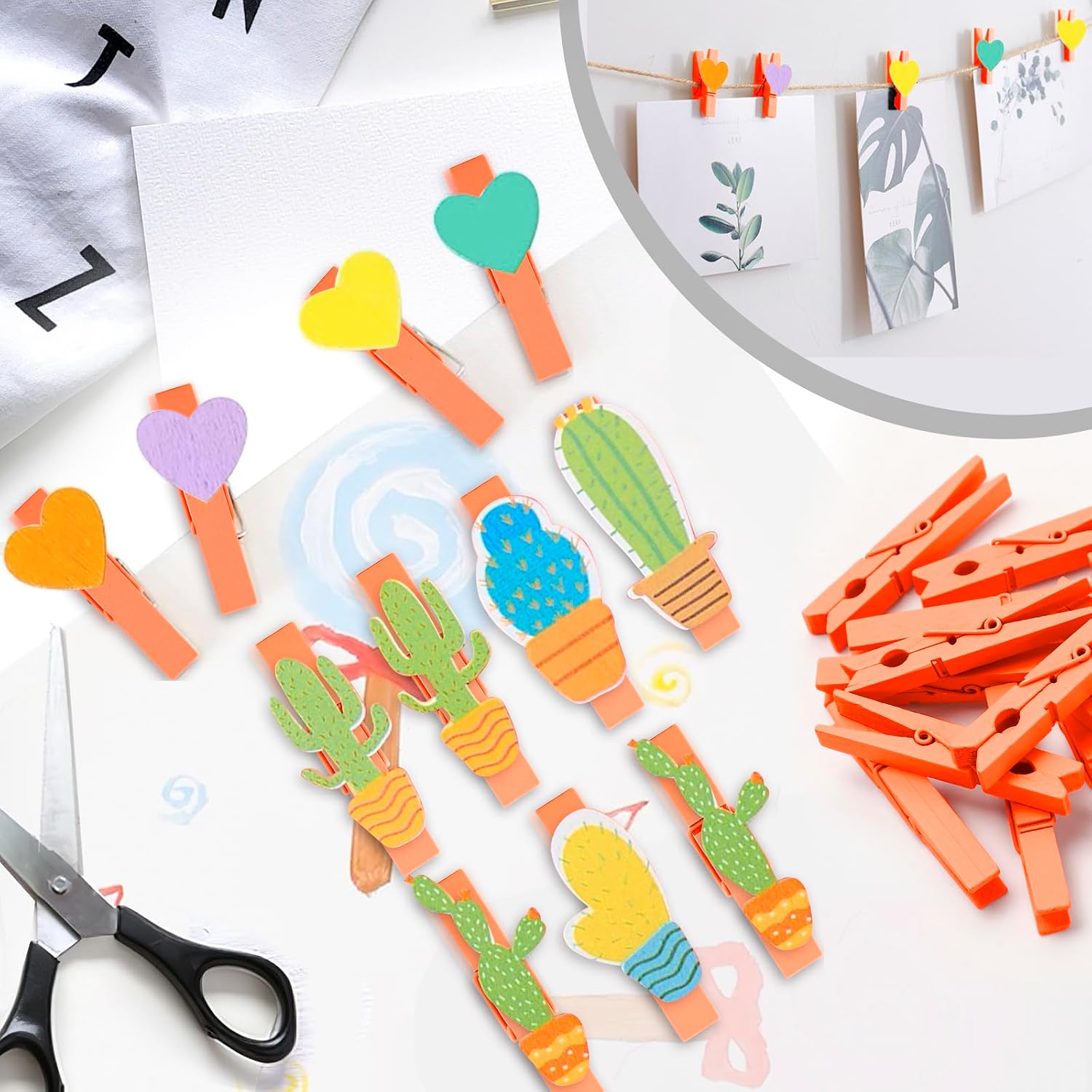 50PCS Colored Wooden Clothespins 2.9 Inch Color Clothes Pins for Pictures image 5