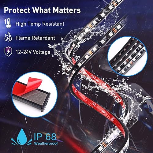 Miniatura 4 de Luces para debajo del auto, kit de tira de luces Bluetooth Dream Color Chasing, 6 luces exteriores impermeables con control de aplicación, 12 V 300