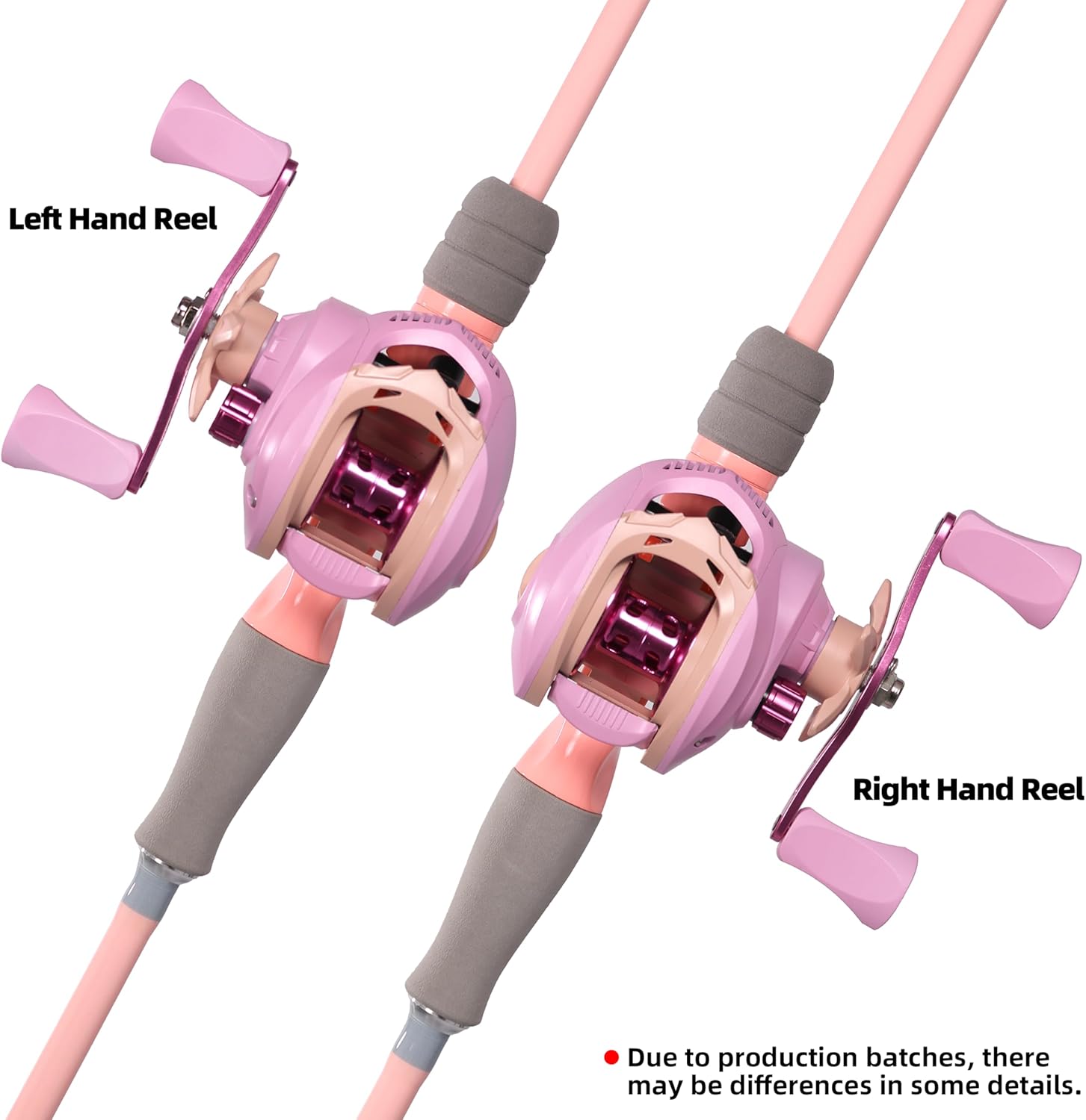 Kilitn Fishing Rod and Reel Combo, Pink Color Baitcasting Combo Baitcast Reel, 2-Piece Baitcaster Rod, Durable Fiberglass with Comfortable EVA Handle for Girl, Woman, or Beginner