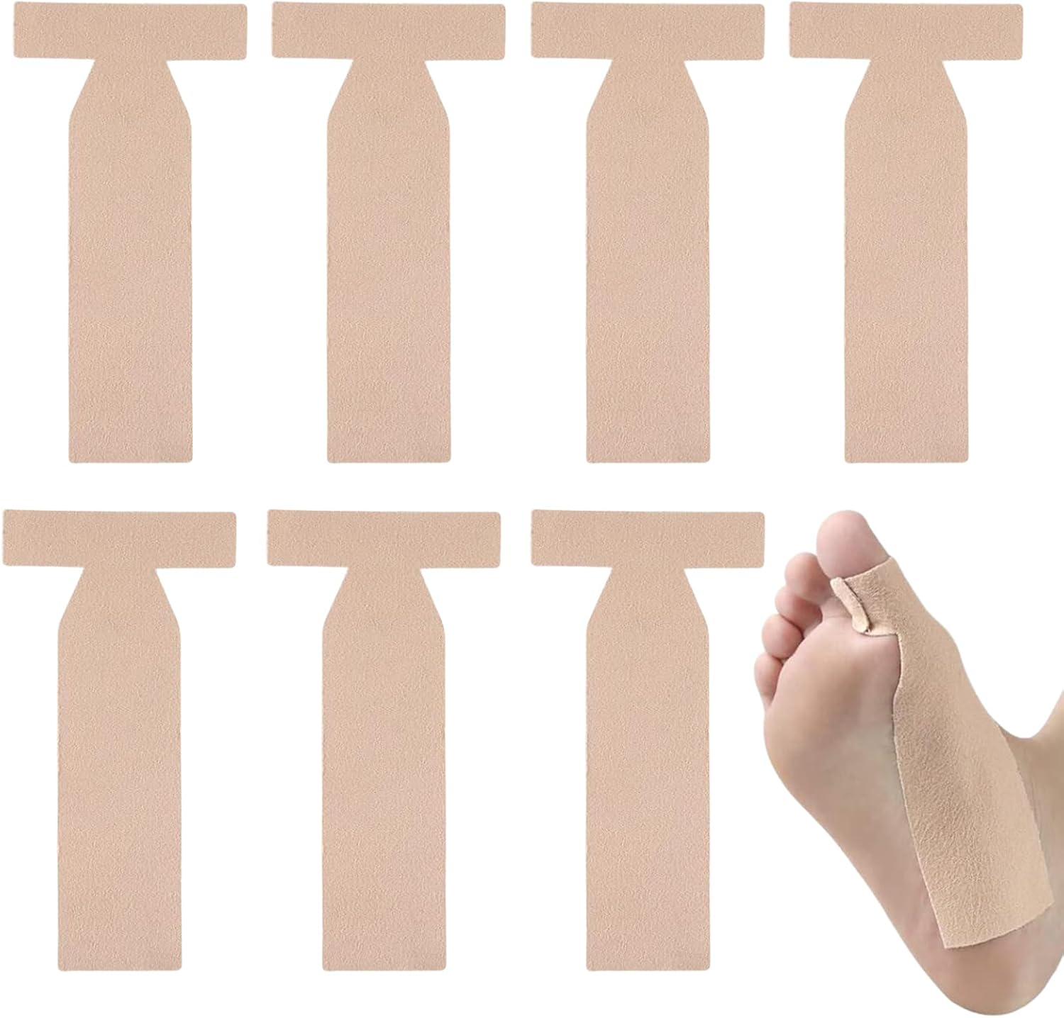 Turf Toe T-Straps - Adhesive Moleskin Splints for Big Toe Injuries, Foot Straighteners Brace for Women Men (7 pcs)